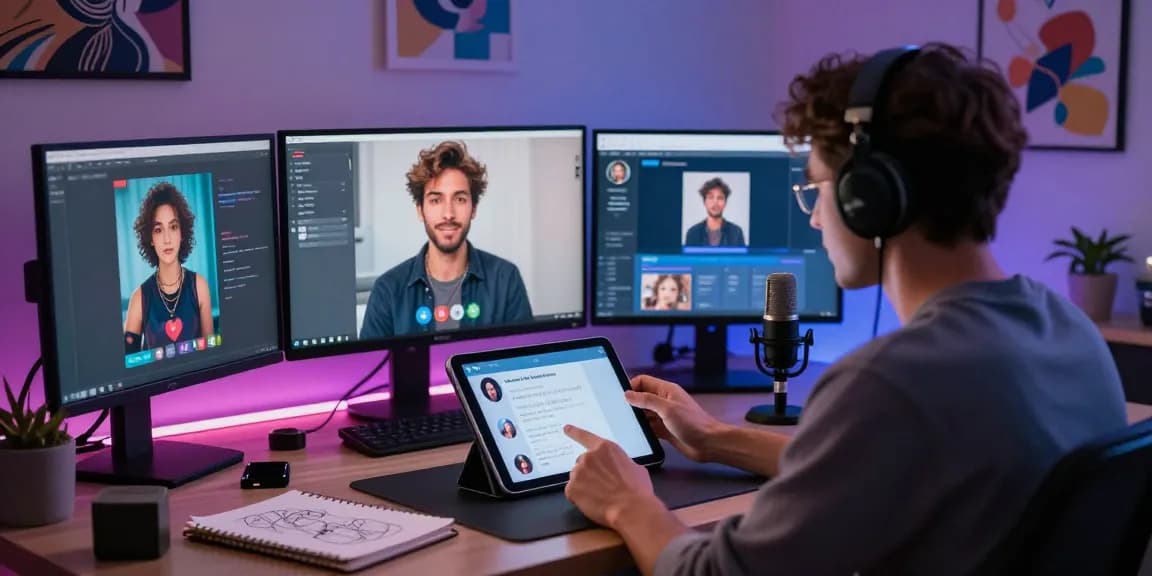 Engaging experience with NSFW AI chat on a sleek tablet in a modern digital workspace.