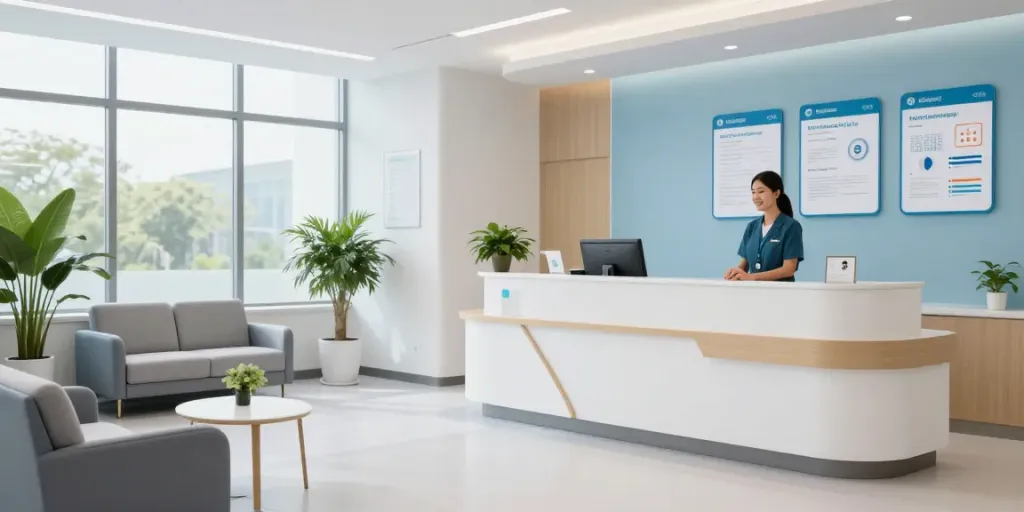Pharmacy weight loss services in modern clinic, featuring patient-friendly healthcare professionals and welcoming environment.
