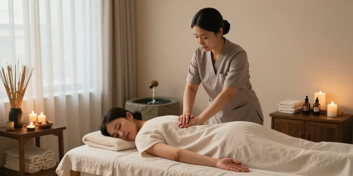 금정출장안마 professional massage therapist in a serene wellness retreat