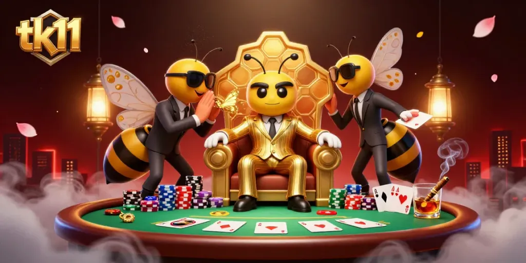 Engage with tk11's thrilling poker scene featuring a bumblebee mob boss and his entourage.