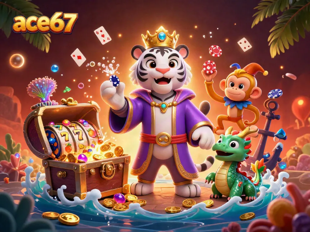 Experience the excitement of ace67's online casino with vibrant characters and dynamic elements.