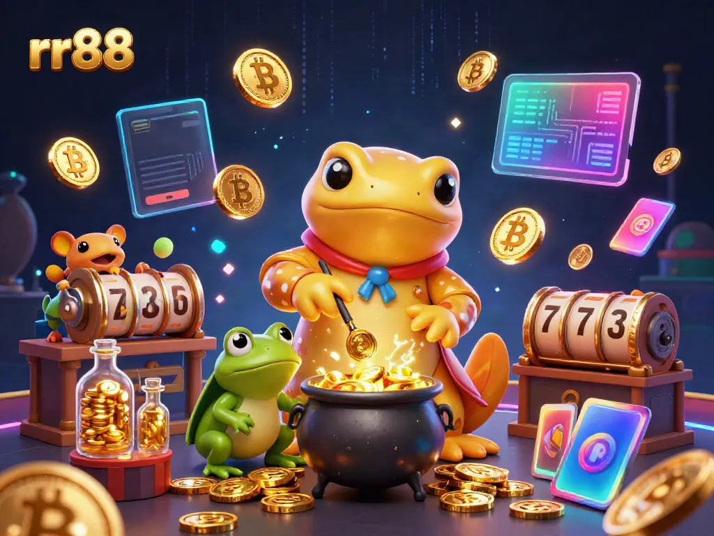 Spin the reels with rr88's golden salamander alchemist amidst a vibrant casino scene.