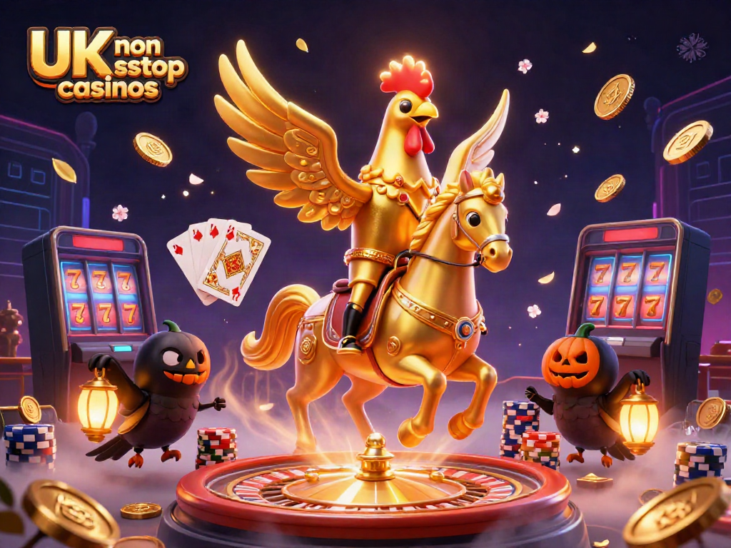 Experience thrilling UK non gamstop casinos with golden rooster and casino elements.