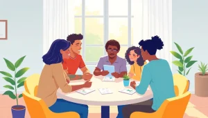 Participants discussing HIV prevention resources at https://talkprep.org/, showcasing community support and awareness.