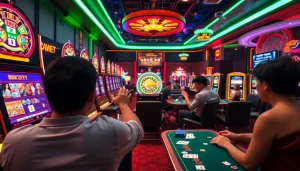 Experience the thrill of bắn cá đổi thưởng as players aim for big wins at colorful casino tables amidst an exciting gaming atmosphere.