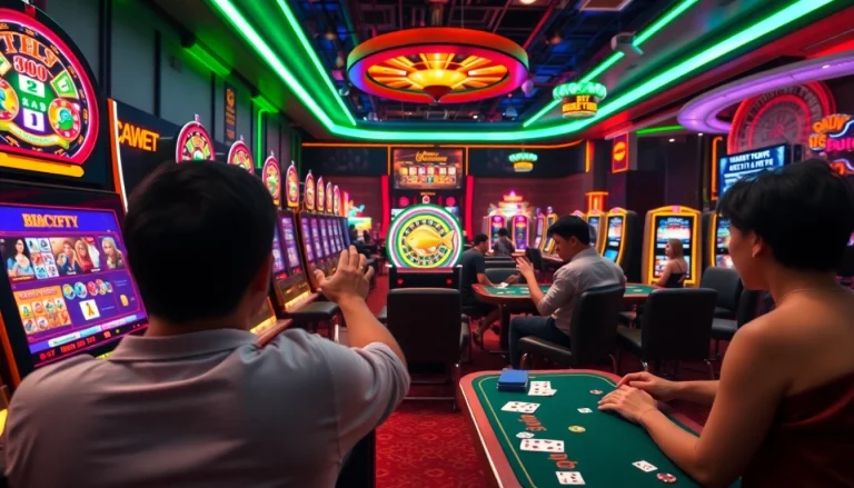 Experience the thrill of bắn cá đổi thưởng as players aim for big wins at colorful casino tables amidst an exciting gaming atmosphere.