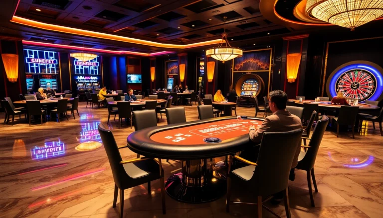 Exciting poker game scene at the MGA casino, showcasing chips and cards.