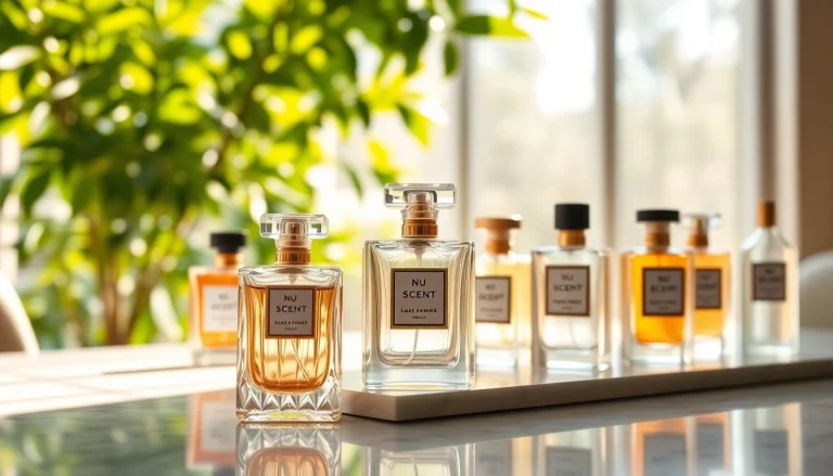 Discover Nü Scent premium dupes fragrances elegantly displayed in a luxurious setting.