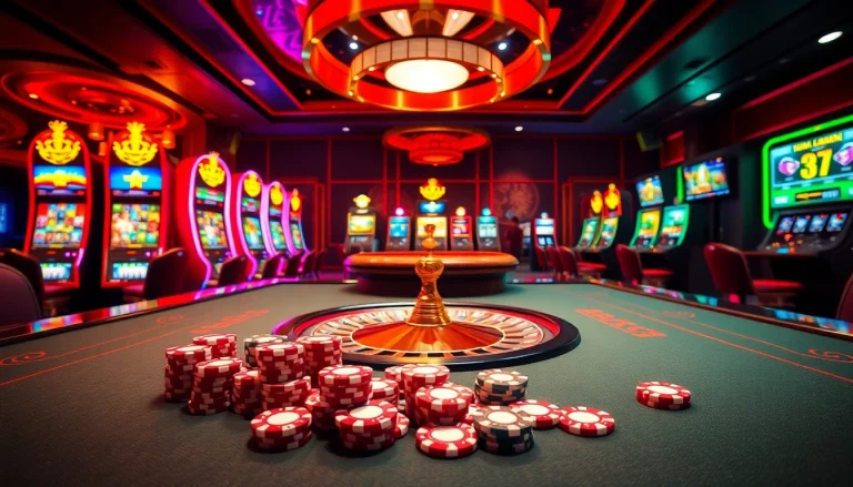 Engaging casino atmosphere showcasing nhà cái 888b with vibrant games and excitement.