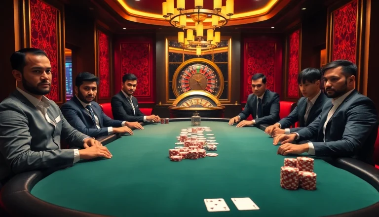 Experience the excitement of rr88 at a luxurious casino poker table with vibrant chips and cards.