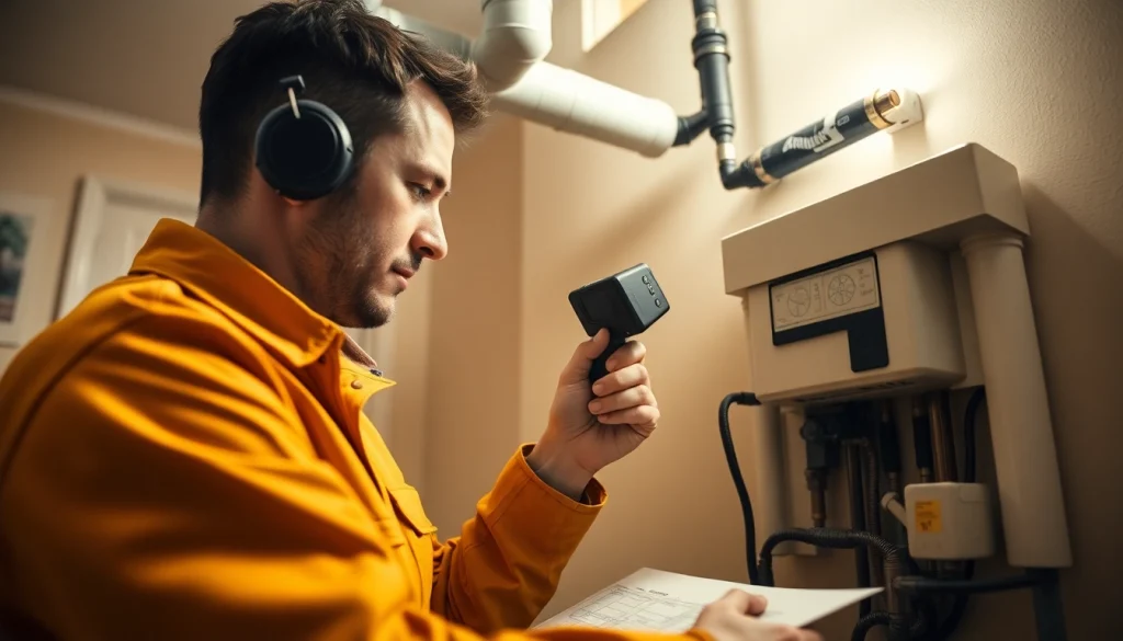 Central heating hidden leak detection by a qualified technician using advanced equipment