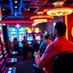 Experience high-stakes excitement at a Situs Slot Gacor with thrilling slot machines and vibrant casino decor.