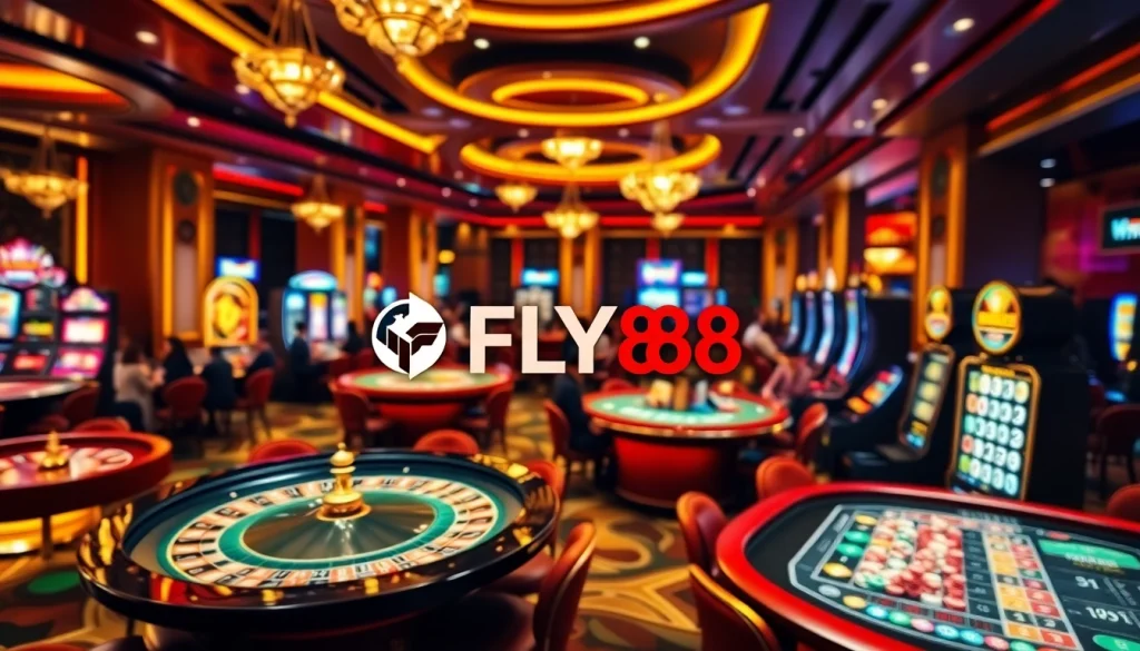 Experience the excitement of FLY88 with vibrant casino elements and modern gaming technology.