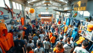 FLY88 aviation-inspired apparel marketplace, showcasing unique clothing in vibrant colors.