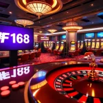 Experience the luxury of gambling with แบรนด์ F168 in an exciting casino environment filled with vibrant gaming elements.
