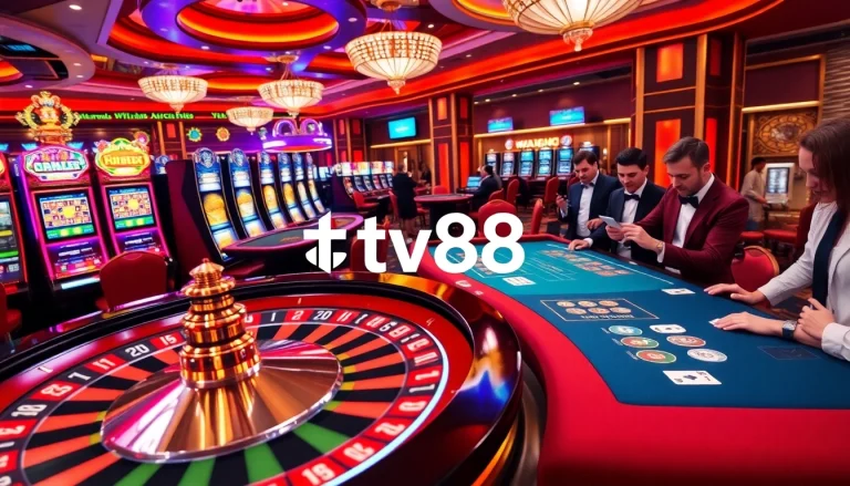 Experience the excitement at tv88 casino as players engage at high-stakes tables and vibrant slot machines.