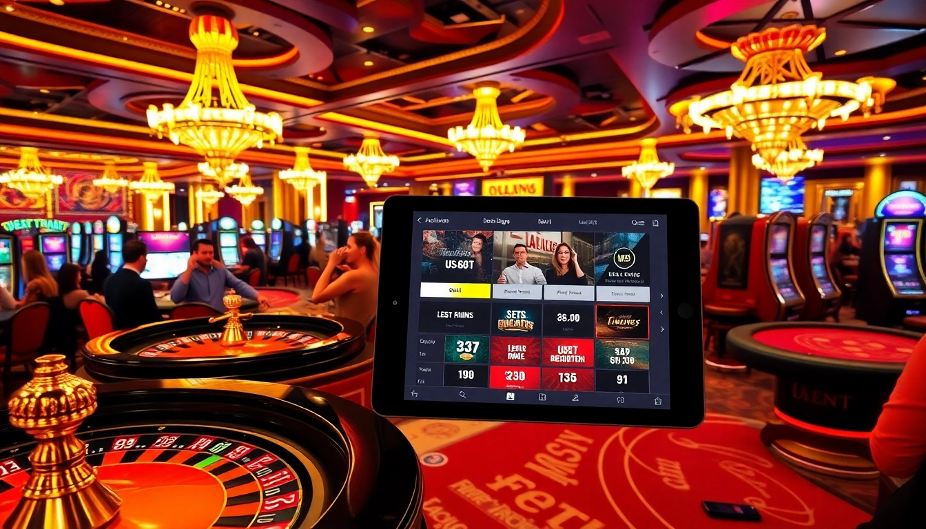 Experience excitement with vibrant casino games and the app from https://usbet.lat/ showcased on a tablet.