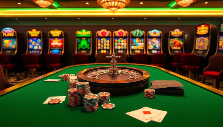 Gamble and win big at ok8386a.com with an exciting casino scene featuring poker chips and roulette.