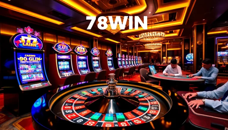 Experience the thrill of 78WIN with vibrant casino games in an upscale setting.