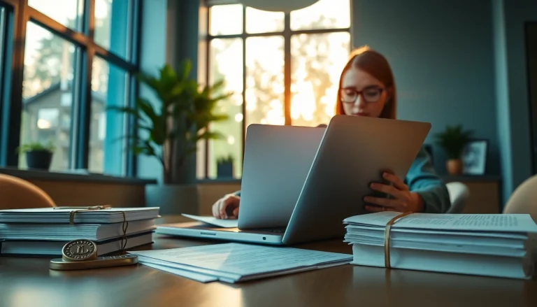 Sworn translation service in a professional office setting, emphasizing legal document accuracy.