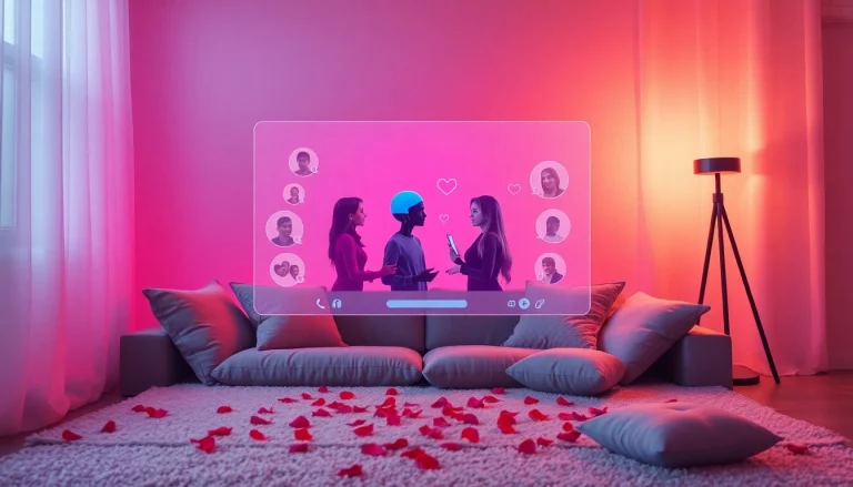 Engaging AI sex chat in an intimate, cozy room setting with digital interactions.