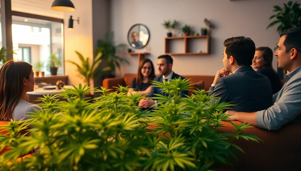 Members enjoying a warm atmosphere at The Corner Cannabis Club Madrid with inviting decor.