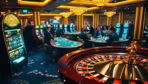 Experience the excitement of xo88t3 with vibrant casino games featuring roulette tables and festive lights.