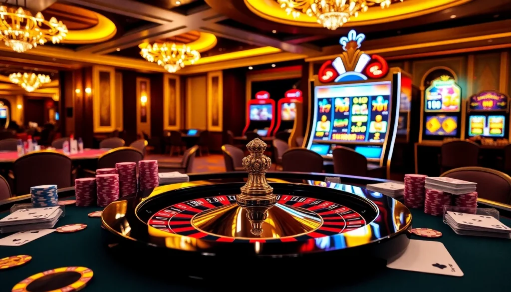 Experience the exhilarating gaming atmosphere at xin88hv.club with vibrant roulette and poker elements.