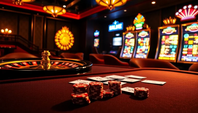 A captivating casino environment showcasing the excitement of the 88i game with poker chips and slots.