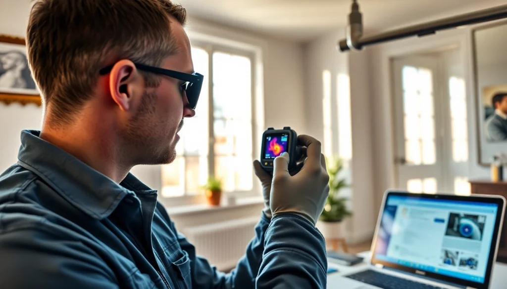 Water leak detection expert using thermal imaging technology to identify plumbing issues.