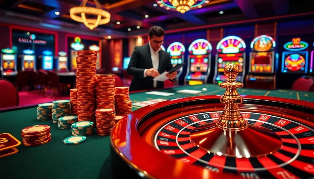 Engage with quality gaming at ww88 com, featuring a luxurious casino atmosphere and vibrant slot machines.