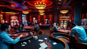 Experience thrilling gameplay at b52club with poker tables and vibrant slot machines.