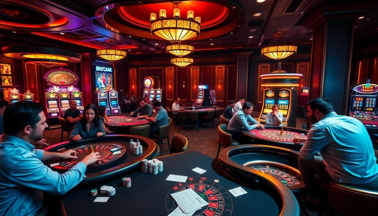 Experience thrilling gameplay at b52club with poker tables and vibrant slot machines.