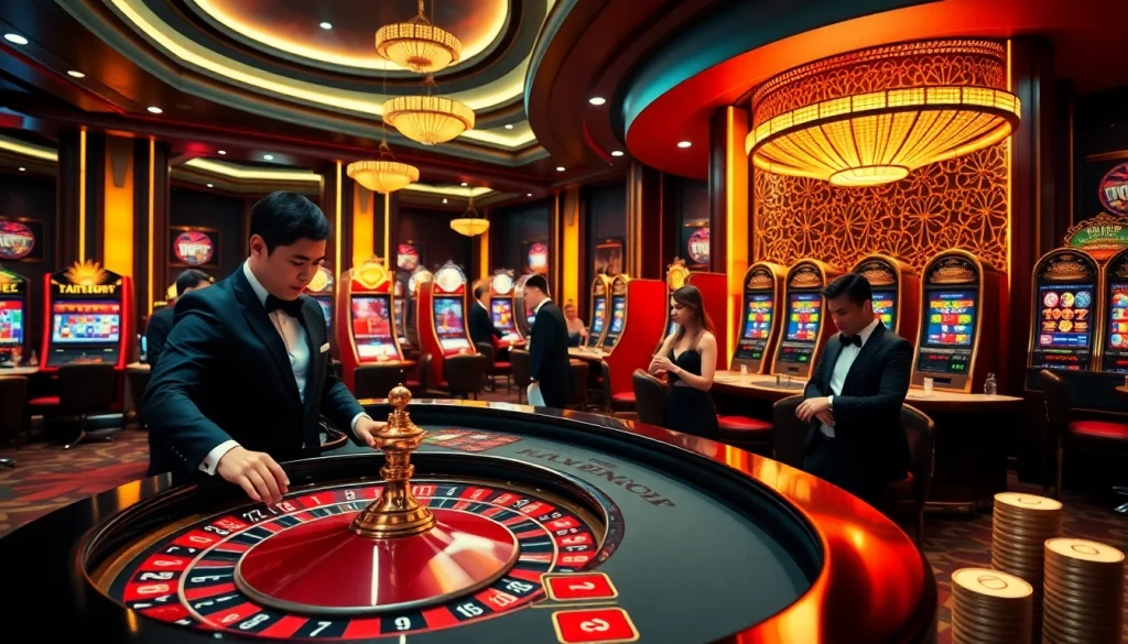 Tác giả RIKVIP inspires excitement as players engage at a luxury casino table.