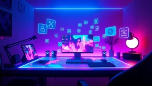 Futuristic NSFW AI chatbot interaction in a digital workspace