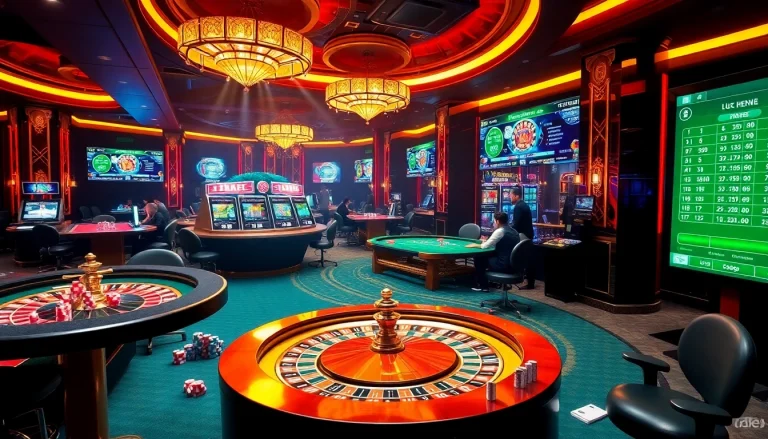 Engaging gambling action at https://dabet.homes with thrilling casino games featuring players and vibrant slot machines.