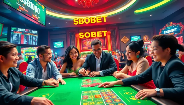Players enjoying the thrilling games at sbobet.dance casino, showcasing digital excitement and vibrant atmosphere.
