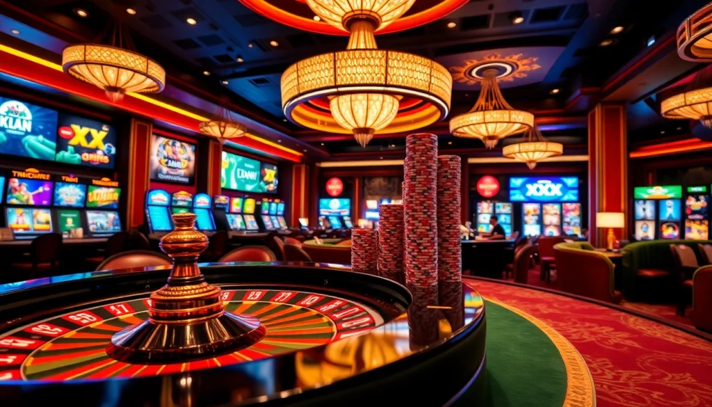 Experience thrilling XXX games at a luxurious casino filled with poker chips and roulette excitement.