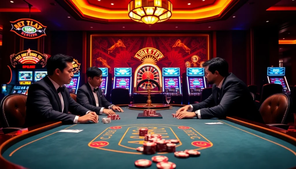 Engage in high-stakes poker at bet168 net, showcasing vibrant casino elements and thrilling gameplay.