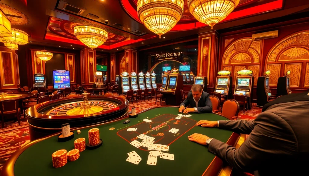 Experience the thrill of high stakes at Trang chủ OKKING's luxurious casino tables and slots.