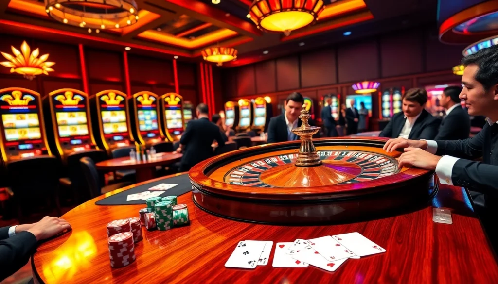 Players enjoying a roulette game at https://rr88.navy/ with colorful chips and vibrant casino ambiance.