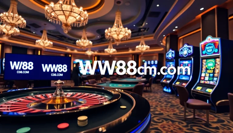 Experience the excitement of gambling at WW88 com with vibrant casino tables and slot machines.