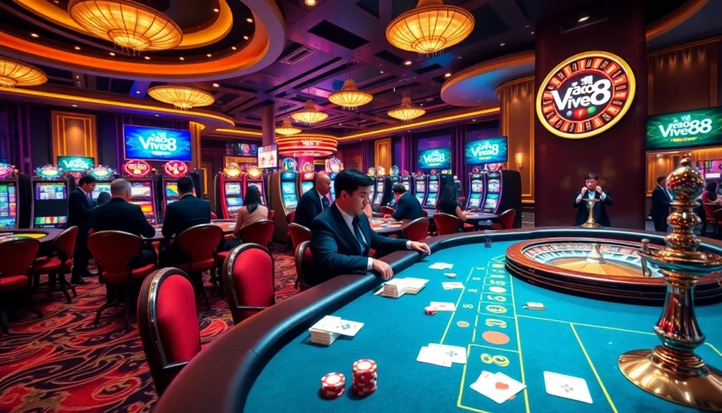 Engaging scene of players enjoying casino games at Five88, emphasizing vibrant excitement and gameplay.