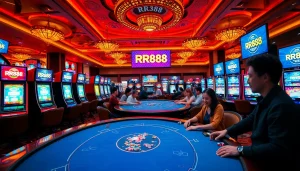 Experience thrilling gaming at RR88 link with vibrant casino tables and eager players.