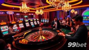 Engaged players strategizing at the luxurious 89bet casino table with poker chips and cards.