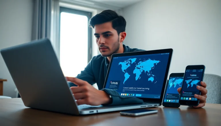 设备上的快连VPN正在工作，展示全球连接与在线隐私。