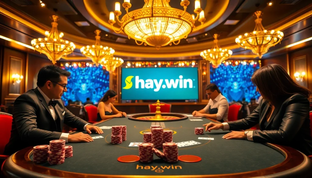 Experience high-stakes excitement at hay.win with vibrant poker gameplay and luxury decor.