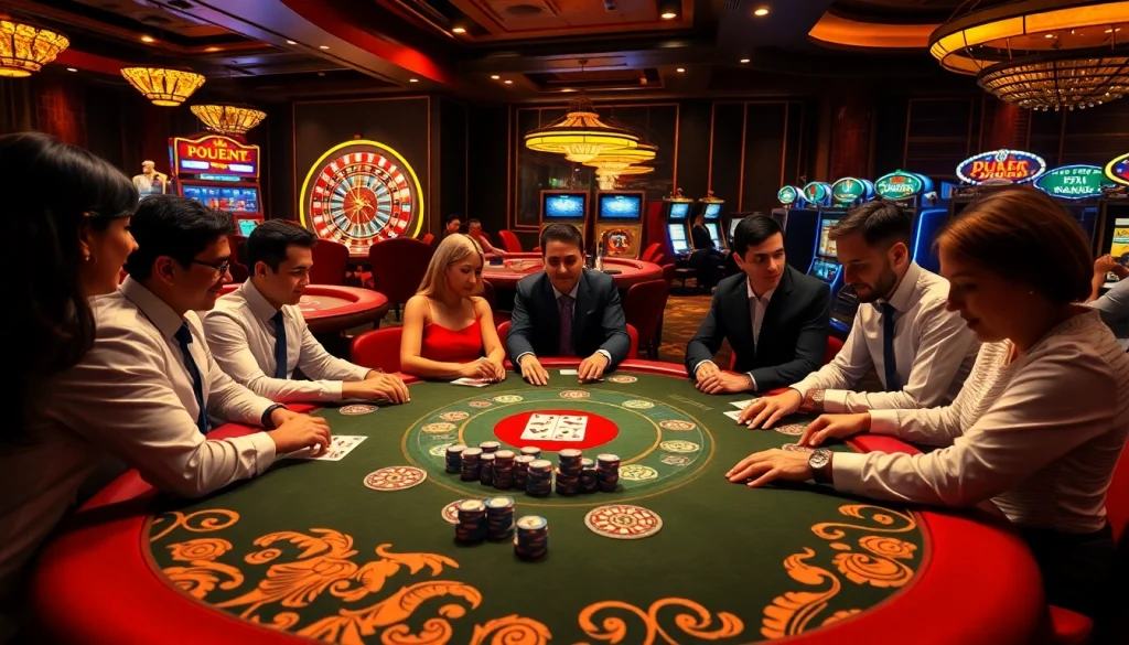 Experience the thrill of uu88 at a luxurious poker table surrounded by dynamic gameplay.