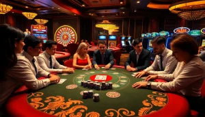 Experience the thrill of uu88 at a luxurious poker table surrounded by dynamic gameplay.