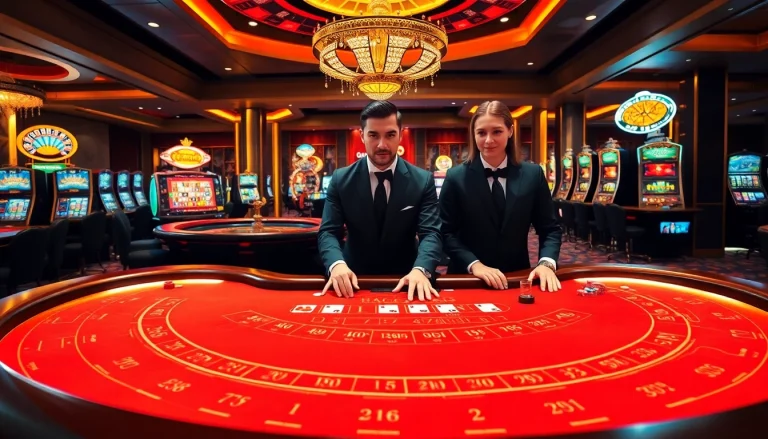 Engaging baccarat experience at Luck8 casino with professional dealers and vibrant game elements.